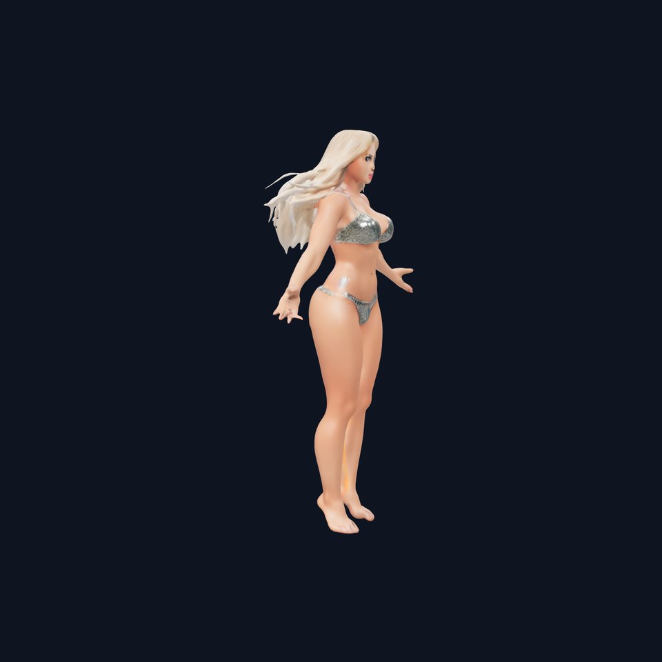 Blonde Female Character Rigged and Animated for Games and Animation